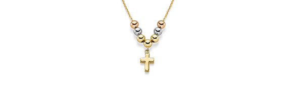 Collier Kügelchen Kreuz GG/RG/WG