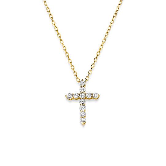 Brillant Collier Kreuz GG 0.37 ct. TW-SI