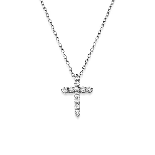 Brillant Collier Kreuz WG 0.37 ct. TW-SI