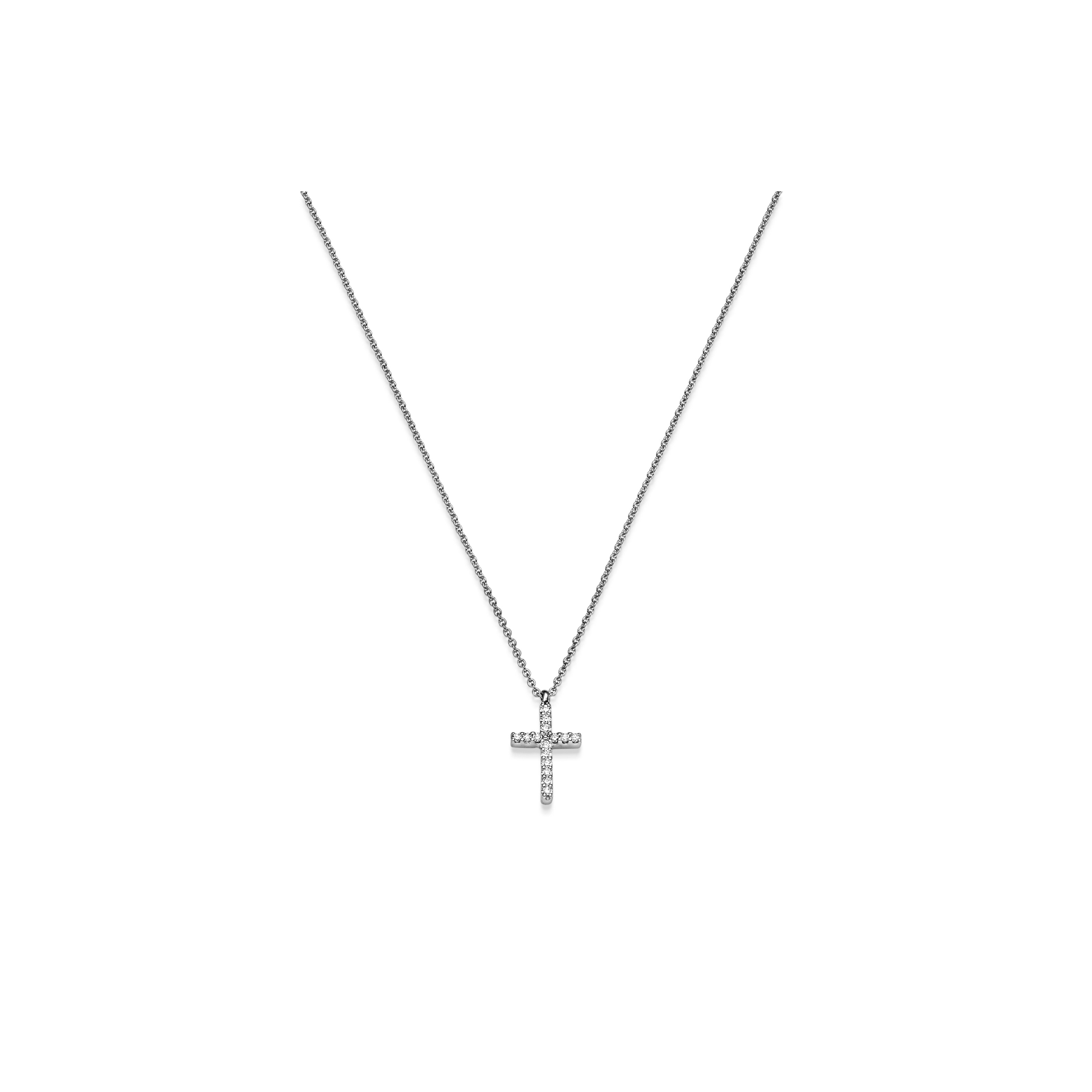 Brillant Collier Kreuz WG 0.08 ct. TW-SI