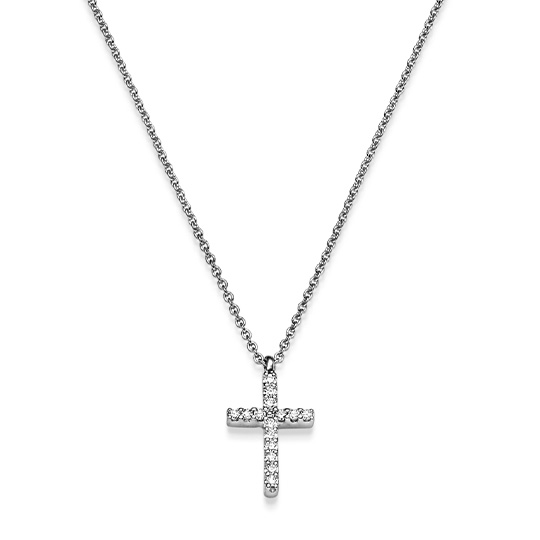 Brillant Collier Kreuz WG 0.08 ct. TW-SI