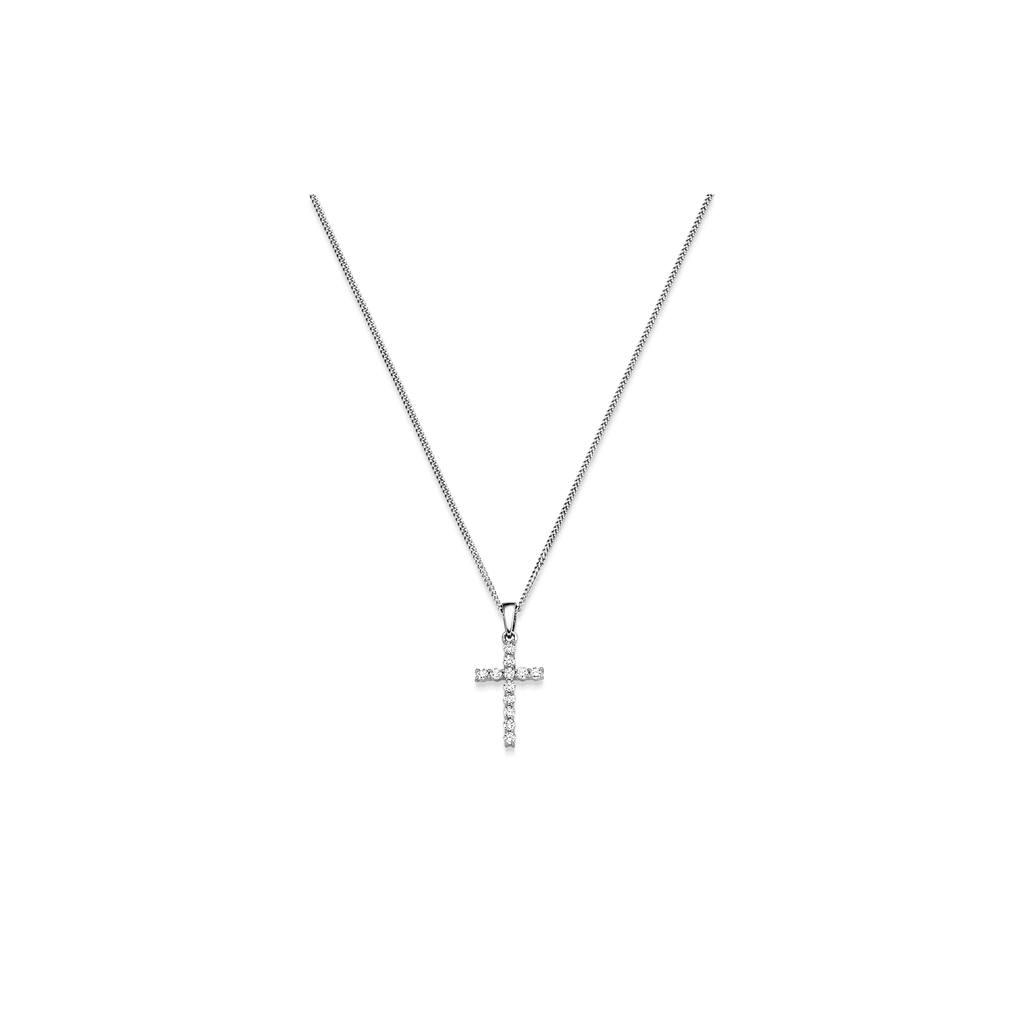 Brillant Collier Kreuz WG 0.15 ct. TW-SI
