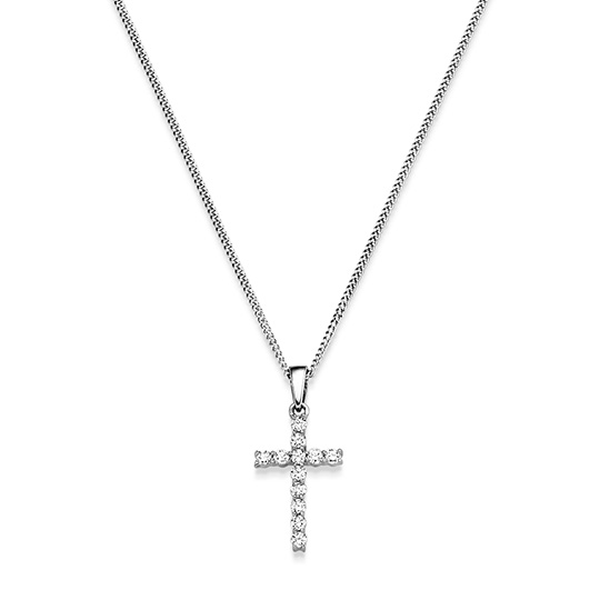 Brillant Collier Kreuz WG 0.15 ct. TW-SI