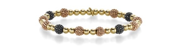 Armband Kugel elastisch 4,0 mm GG/RG/schw. D55