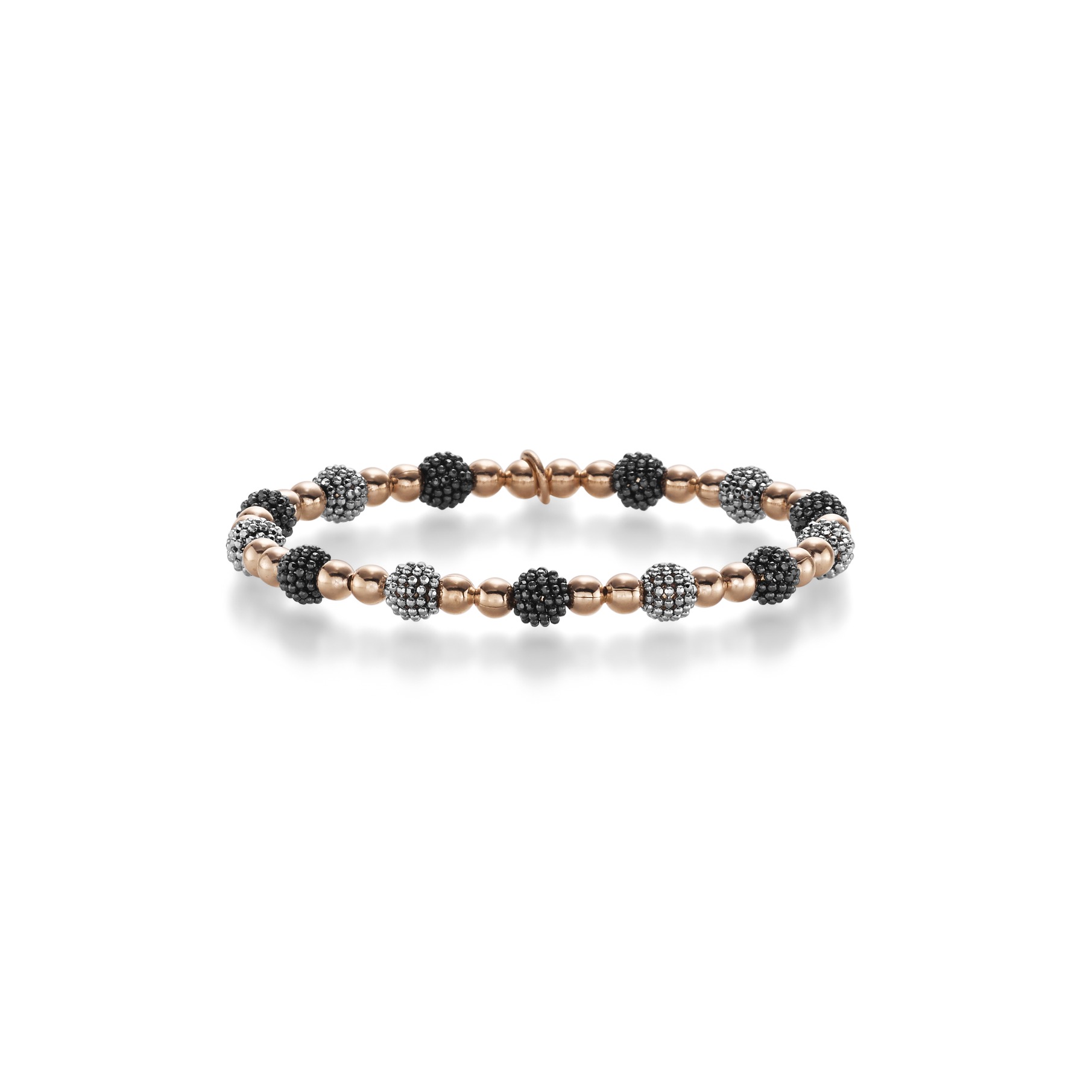 Armband Kugel elastisch 4,0 mm RG/WG/schw. D55