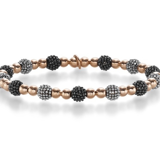 Armband Kugel elastisch 4,0 mm RG/WG/schw. D55