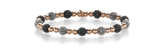 Armband Kugel elastisch 4,0 mm RG/WG/schw. D55